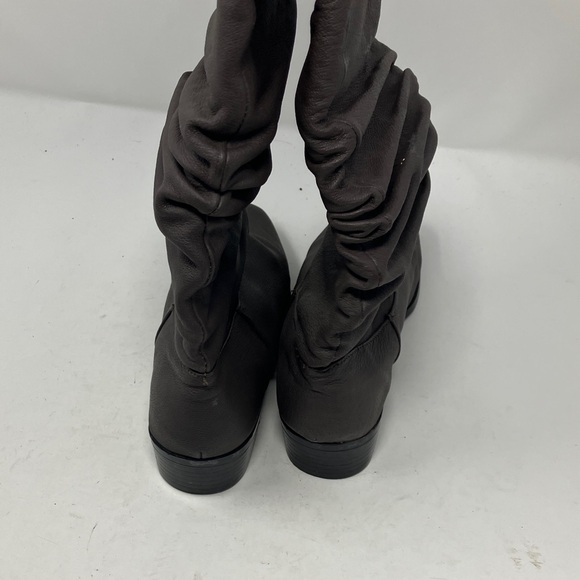 Chadwick's Dark Brown Scrunch Ruched Mid-Calf Leather Boots 7.5M - Picture 7 of 15